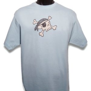 Camiseta azul calavera pirata hombre Sargantana